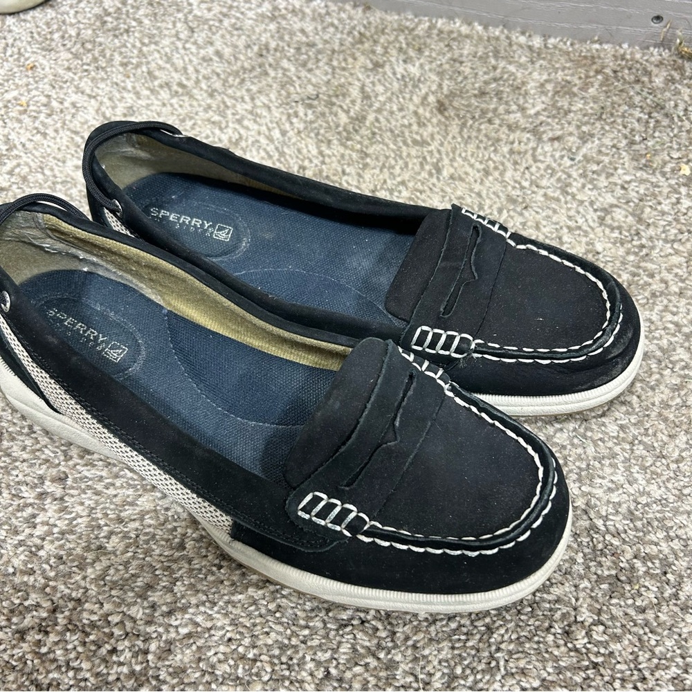 Sperry Top Sider Stylish Black and White Women's Loafers Size 8 - Picture 3 of 5